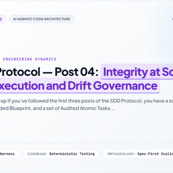 The SDD Protocol — Post 04: Integrity at Scale: Verified Execution and Drift Governance