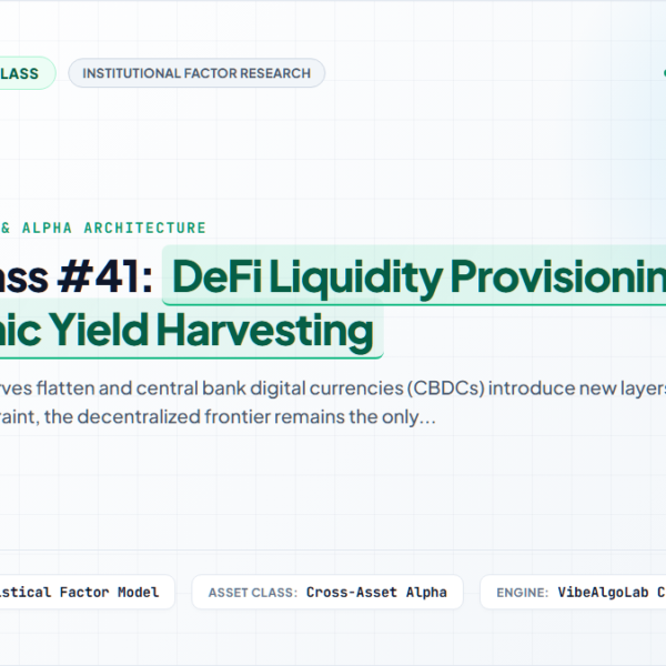 Masterclass #41: DeFi Liquidity Provisioning (LP) – Algorithmic Yield Harvesting