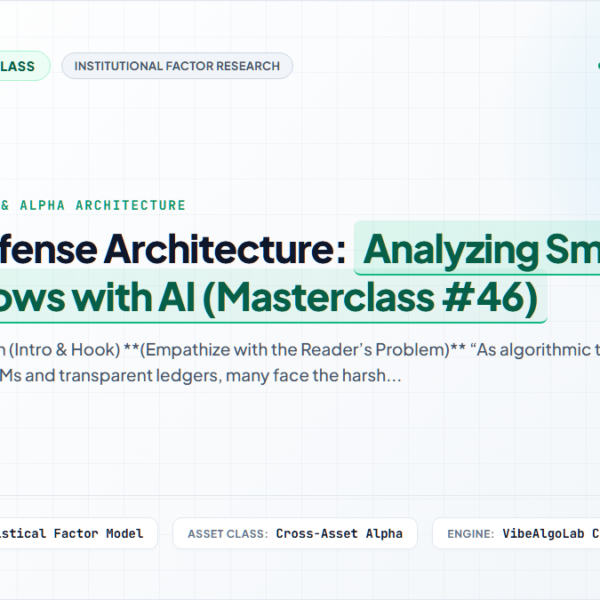 Whale Defense Architecture: Analyzing Smart Money Flows with AI (Masterclass #46)